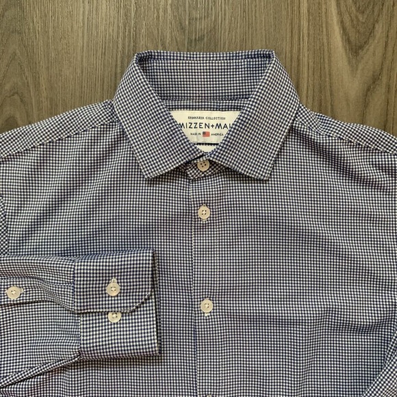 Mizzen+Main Other - Mizzen + Main Checked Blue Button Up Spinnaker Trim Fit‎ Performance Small